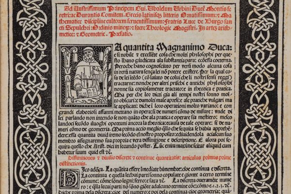 Un dettaglio della "Summa de Arithmetica Geometria Proportioni & Proportionalita" di Luca Pacioli