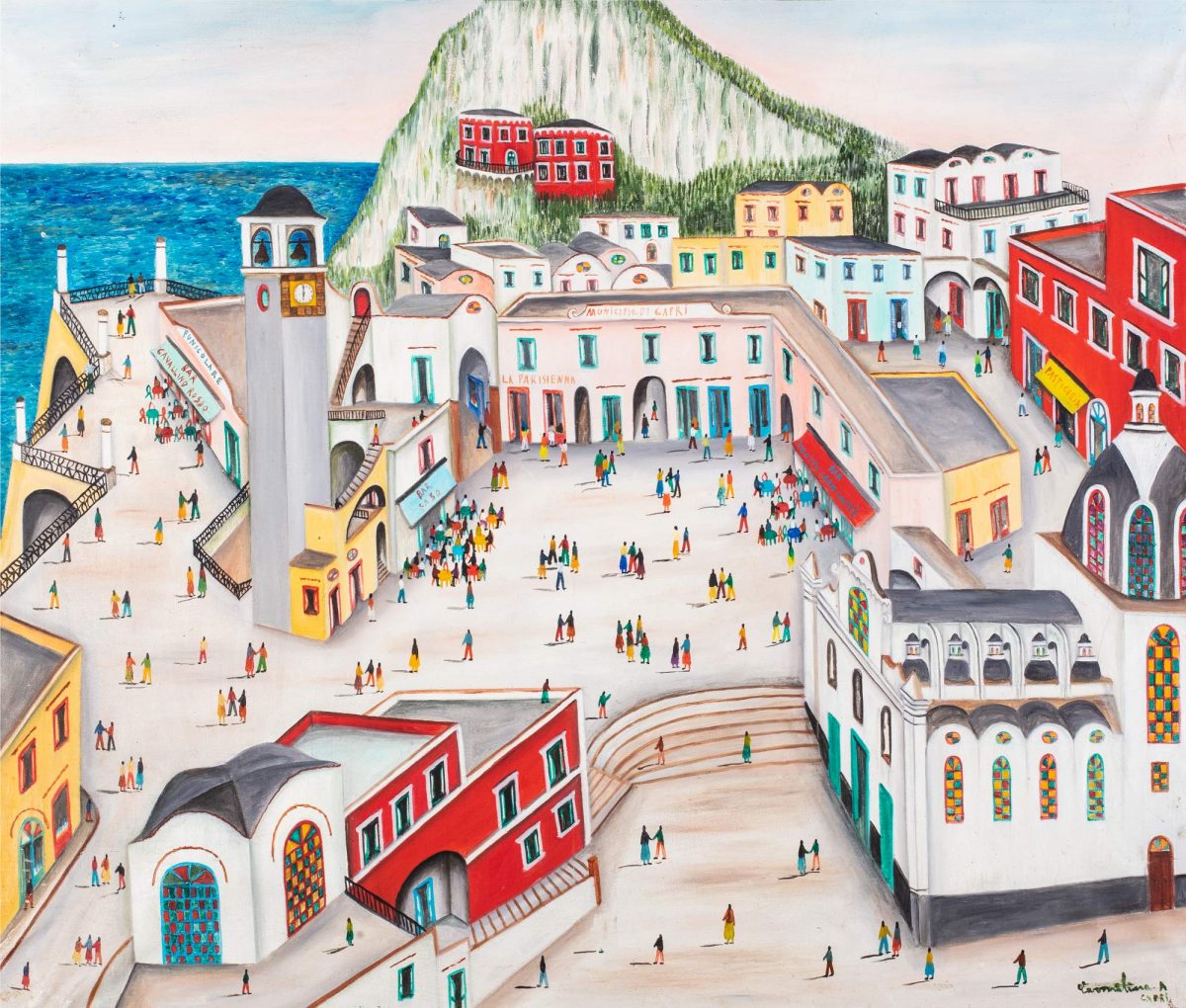 Carmelina di Capri, Municipio di Capri, olio su tela cm 80 x 100 | Opera in asta a Roma il prossimo 27 aprile