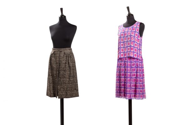 Gonna tweed di Hermès (a sinistra), top e gonna Chanel (a destra) | Oggetti in asta a maggio a Roma