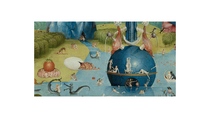 Un dettaglio del <em>Giardino delle delizie terrene</em> di Hieronymus Bosch