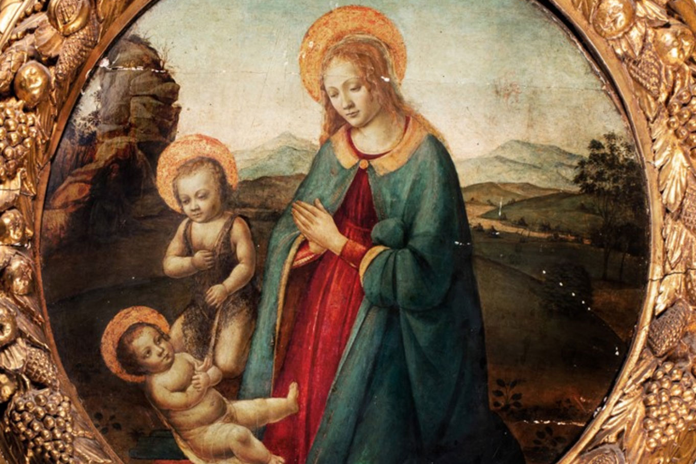 Lotto 36, GHERARDO DI GIOVANNI DEL FORA, Madonna con Bambino e San Giovannino (dettaglio)